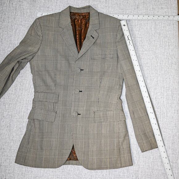 Jean Paul Gaultier Classique Paris Blazer jacket Grey glen plaid wool sz 10 - Picture 13 of 13